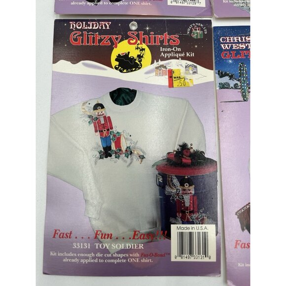 Glitzy Shirts Iron-On Applique Kit Lot of 4 VTG 90s zafs Toy Soldier, Christmas - Picture 2 of 9